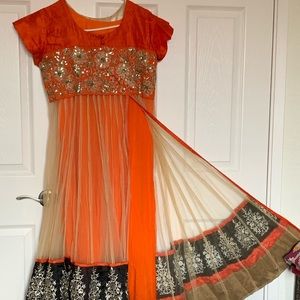 2-layer Netted Anarkali - Indian styled Long Gown